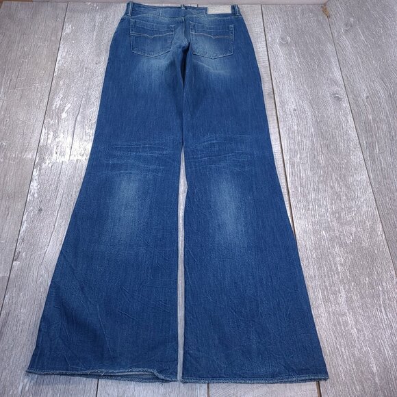 Diesel Jeans Womens 26x34 Flairlegg Mid Rise Wide Boot Flare Blue Denim Pants - Picture 3 of 10